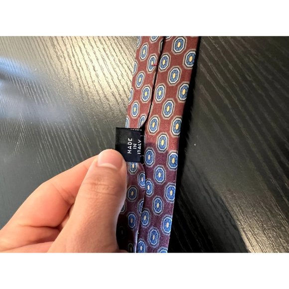 Christian Dior Red & Blue Italian Silk Geometric Vintage Men's Tie - Picture 6 of 7